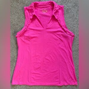Lilly Pulitzer Martina Luxletic Pink V-Neck Ruffle Tank